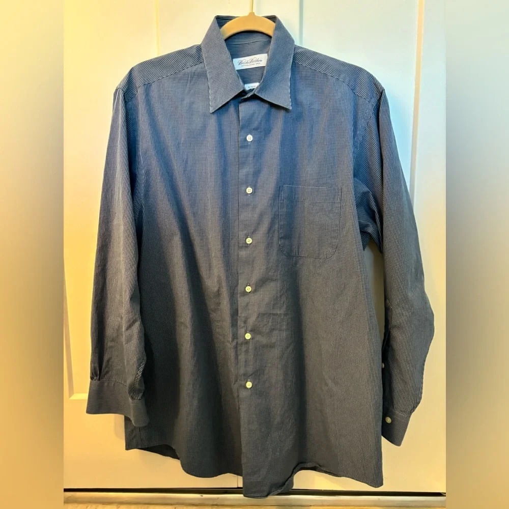 Brooks Brothers Men’s Blue White Check Button Down Shirt Size 16 32/33